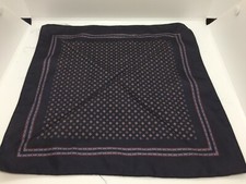 13"x13" Vtg Pocket Square Handkerchief Navy Blue Foulard - Acetate