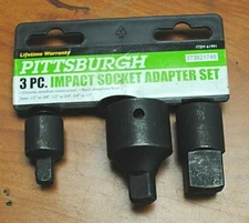 Pittsburgh 3 PC Impact Socket Adapter Set 61991 Chrome Vanadium Construction