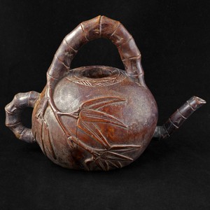 Antique Chinese Qing/Republic Carved Bamboo Root Teapot