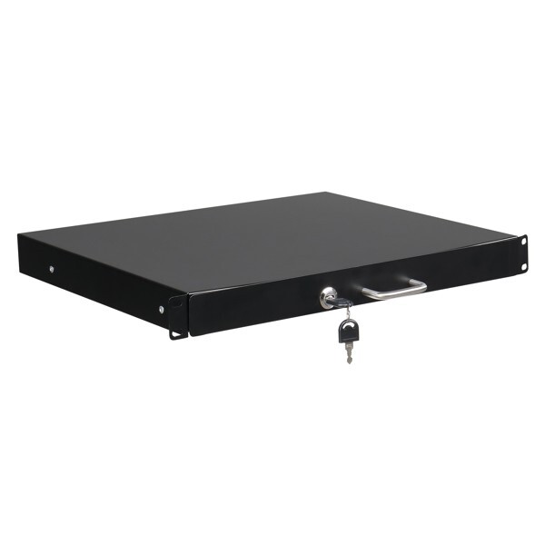 19 Inch 1U Steel Plate DJ Drawer Equipment Cabinet with Keys Black