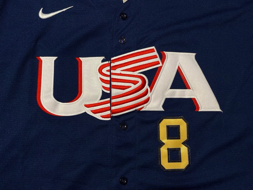 Men’s 2023 Trea Turner Blue World Baseball Classic Player Jersey, Large