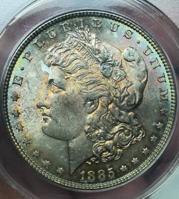 ☆33☆ 1885 Morgan Dollar (Vam-33-A)Far Date*Dash Under 8*Thread Impr