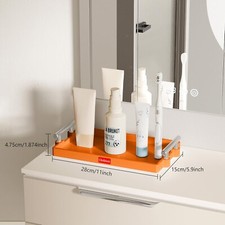 Bathroom Tray Countertop, 11" Silicone Vanity Tray for Counter, Kitchen Orange