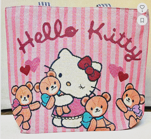 Hello Kitty Embroidered Large Tote Shoulder Bag Jacquard Woven Womens Travel Bag - Picture 14 of 18