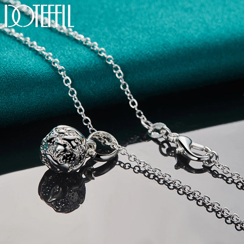 DOTEFFIL 925 Sterling Silver 18-30 Inch Chain Ball Pendant