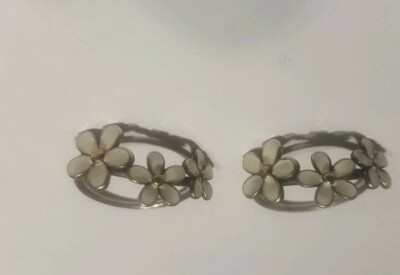 Two Authentic Pandora Triple Daisy Flower RING White Enamel