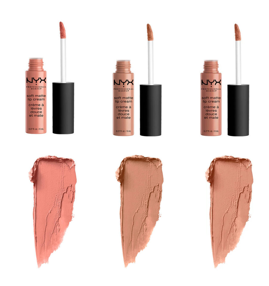 Crema labial mate suave NYX - Estocolmo, Londres, Abu Dhabi - Colección desnuda - Set.