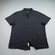 Rag Bone Shirt Mens L Black Camp Collar Short Sleeve Button Up Knit Top Rag Bone Shirt Mens L Black Camp Collar Short Sleeve Button Up Knit Top