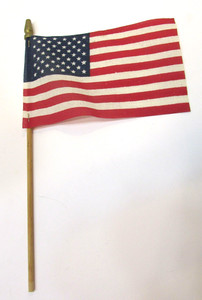 Small 4x6 Vintage 1970's Fabric Flag USA United States America Hand Wave or Desk