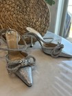 MACH & MACH Silver Glitter Crystal Bow Pointed Slingback Heels 8,5 — photo 3