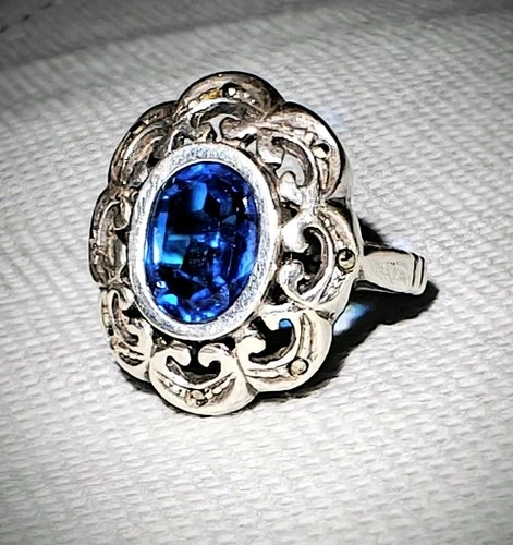 Vintage 1930s Silver Spinel Ring Marcasites 7