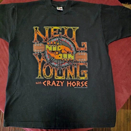 Neil Young Crazy Horse Tour Concert T Shirt XL 1990s vintage concert t-shirt, vintage, size XL, single stitch, B+ condition