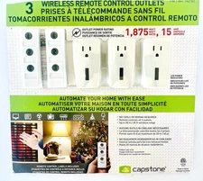 Capstone Wireless Remote Control Outlets 3 Pack LED Indicator GREAT 4 CHRISTMAS!