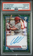 AIDAN MILLER 2024 Bowman AUTO (1st) GREEN REFRACTOR /99 PSA 10 Phillies