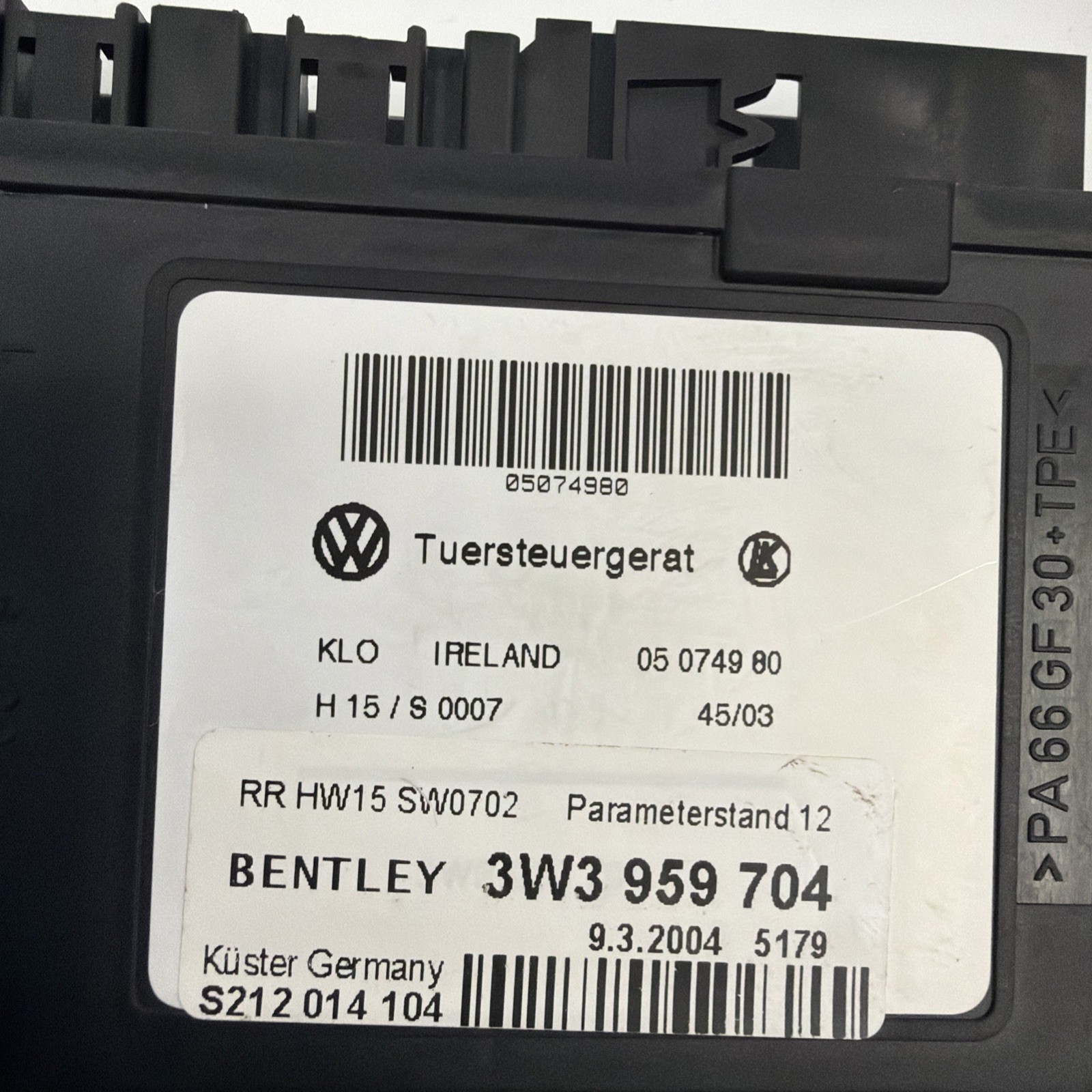 2004 Bentley Continental GT Coupe Right Passenger Rear Window Motor 3W3959704