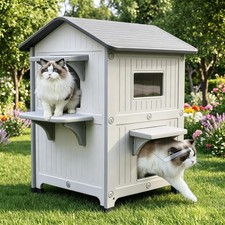 Outdoor Cat House Insulated Plastic Escape Door White Ro 40033 Rockever