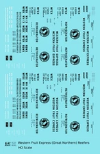 K4 HO Scale Decals Great Northern Western Fruit Express Ice Reefer Black