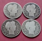 4 very low mintage  rare Barber Silver Quarter #M1