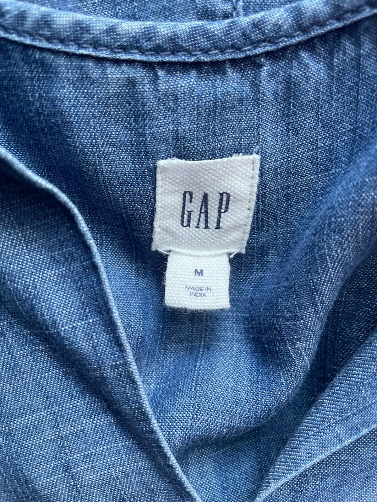 GAP Blue Jean Long Sleeve Ruffle Blouse Top Shirt Medium M