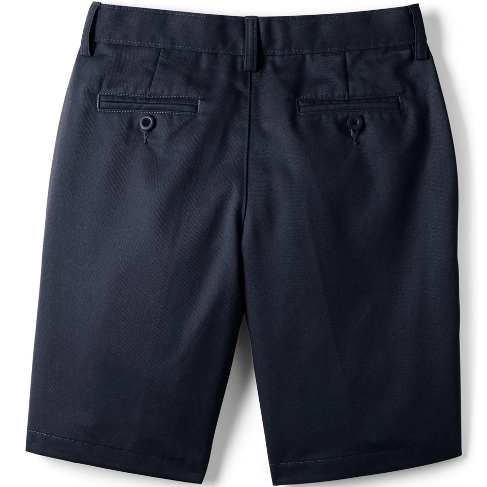LANDS END Uniforme Escolar Azul Marino Frente Liso Algodón Chino Pantalones Cortos Niños 7 Delgados NUEVO Foto 4 de 4