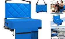 Stadium Seats with Back Support and Cushion Thick Padded Bleacher 1pcs Blue-1