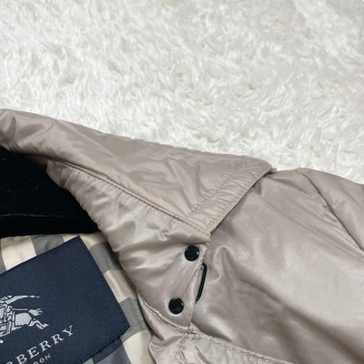 Burberry Nylon Trench Coat M Waist Belt Shiny Grey Beige Classic