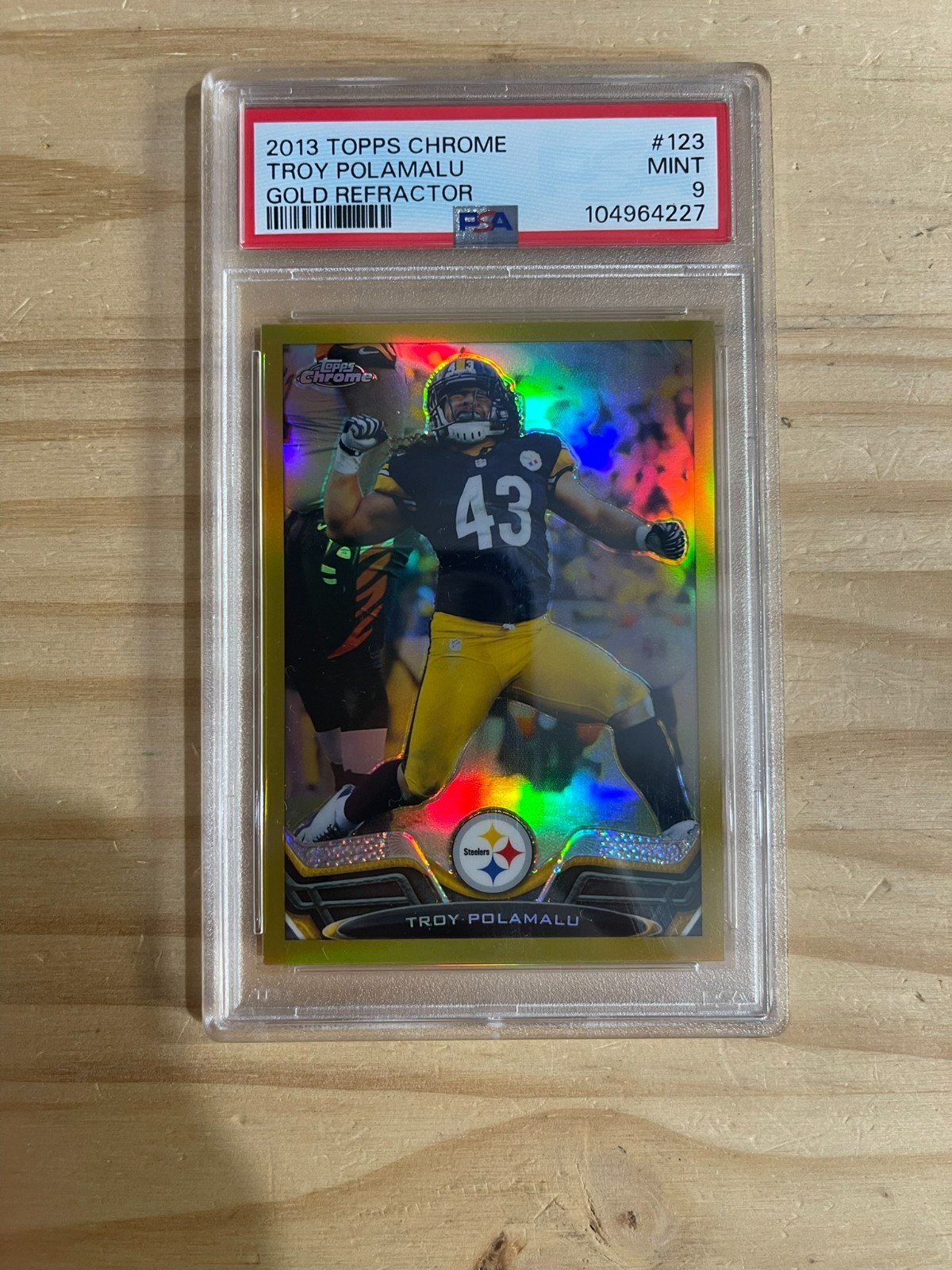 2013 Topps Chrome Troy Polamalu Gold Refractor /50 Graded PSA MINT 9 Steelers