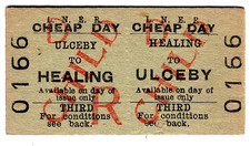 Railway ticket: L.N.E.R.: Healing & Ulceby, 1953