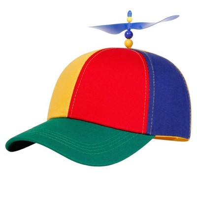 Propeller Baseball Cap, Party Hat with Color Panels and Back Strap Adjustable