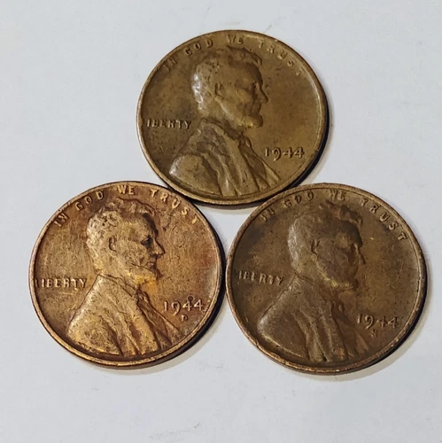 1944 P, D & S Lincoln Wheat Cent, Penny,  Fine Condition