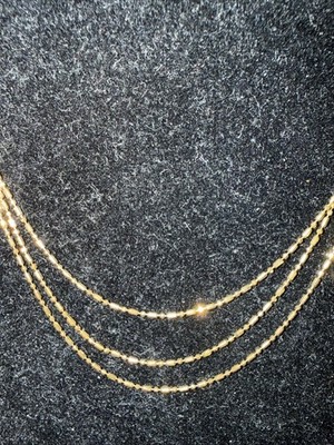 3.1mm Beaded Multi-Strand 17'' Necklace 14k Yellow Gold Italy 4.44 Grams