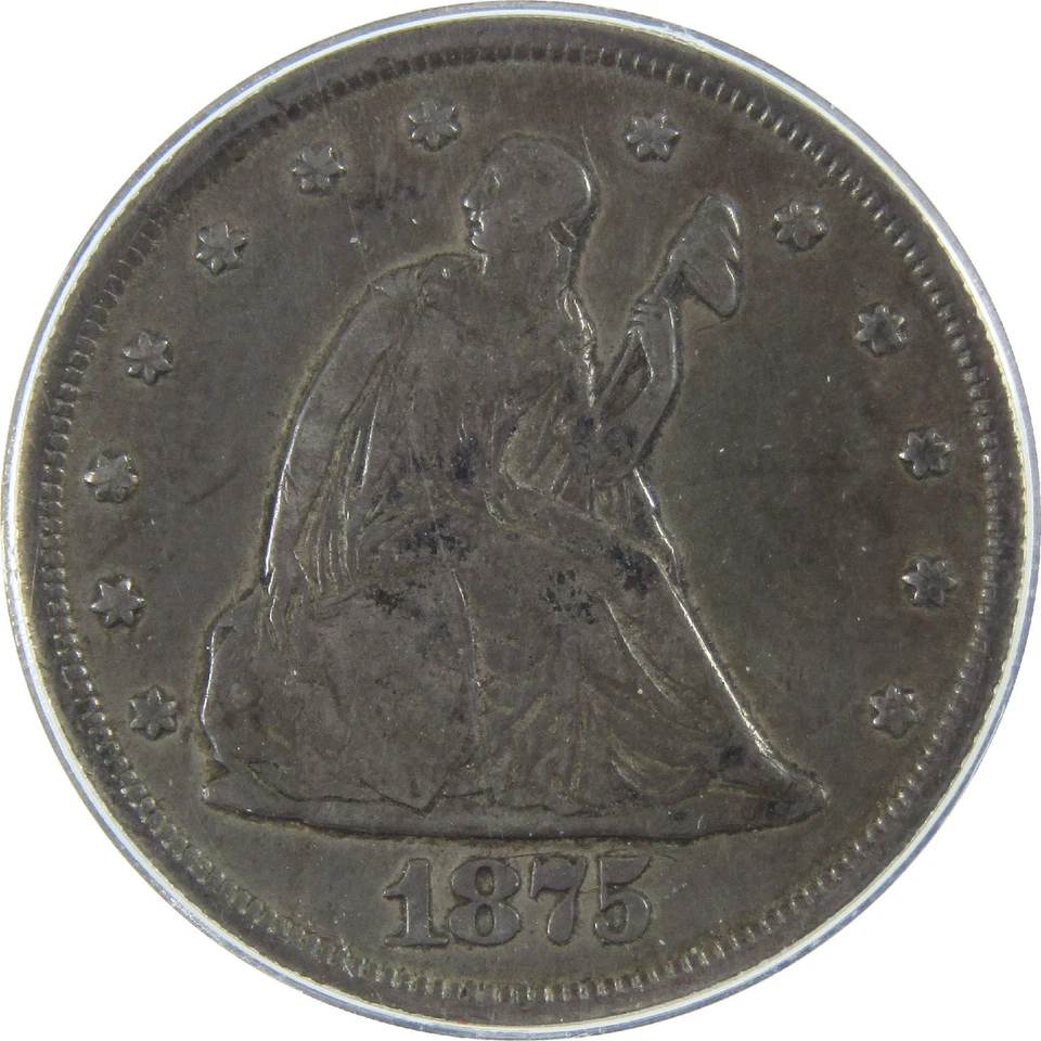 1875 CC Seated Liberty 20c VF 20 Details ANACS Silver SKU:I11895 - Image 3 of 4