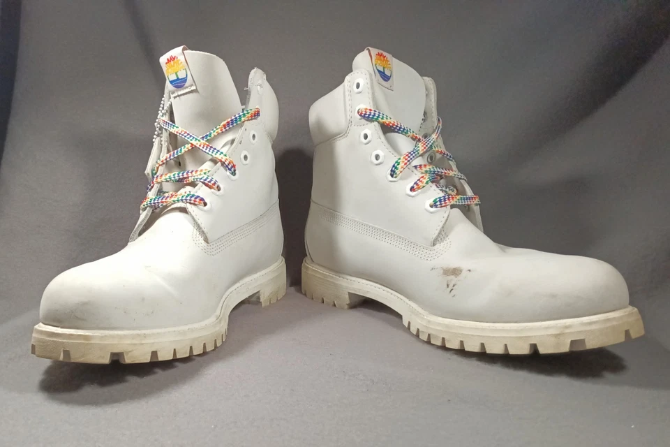 Botas impermeables Timberland Rainbow blancas de liberación limitada Ghost talla 11,5 A1QWE Foto 3 de 4