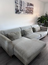 IKEA Grey Fabric Chaise Corner Sofa 3/4 Seater 270cm L x 90cm W x 50cm H