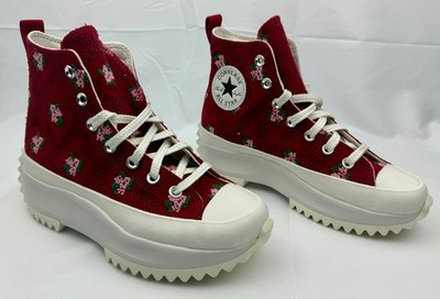 Converse Run Star Hike Hi Rose Cross Stitch Shoes Womens sz 7.5 A14885C NEW