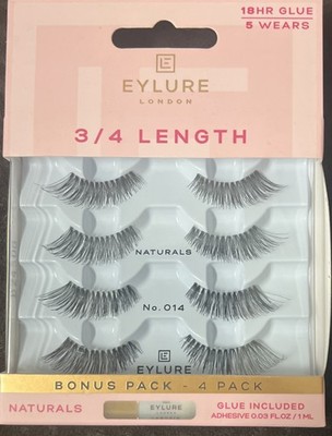 Eylure London 3/4 Length Lashes Eyelash No. 014 Reusable 4 Pairs Glue Included