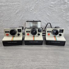 Vtg Polaroid One Step Land Camera Rainbow Stripe Lot Of 3 UNTESTED AS IS