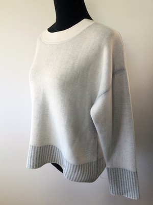 3.1 Phillip Lim Ivory Gray Silk Knit Sweater Womens Oversized Boxy Minimalist
