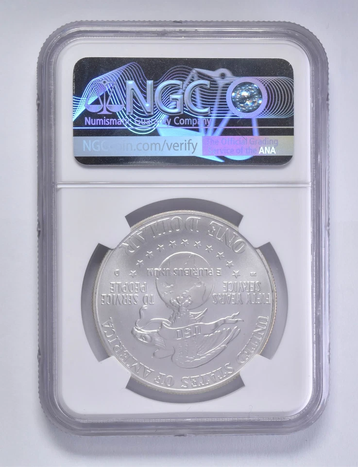 MS70 1991-D USO Commemorative Silver Dollar $1 NGC Brown Lbl *0560 - Image 2 of 4