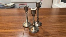 Hearth  Hand With Magnolia Pewter Metal Mini Taper Candle Holder Set