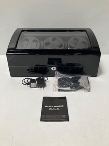 6 Watch Winder w/ 7 Watch Display Multi-Mode Black Box w/ Key - TESTED