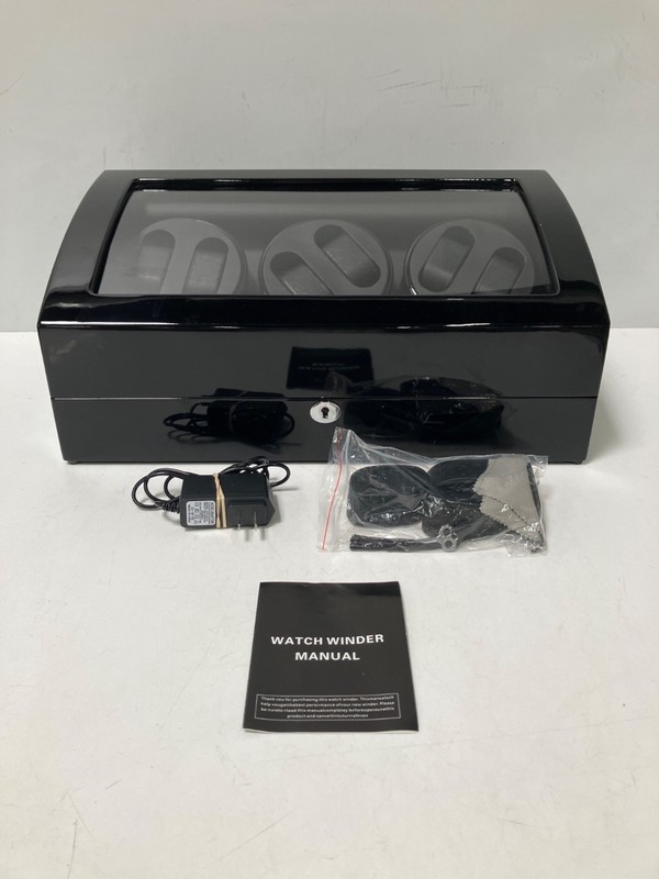 6 Watch Winder w/ 7 Watch Display Multi-Mode Black Box w/ Key - TESTED