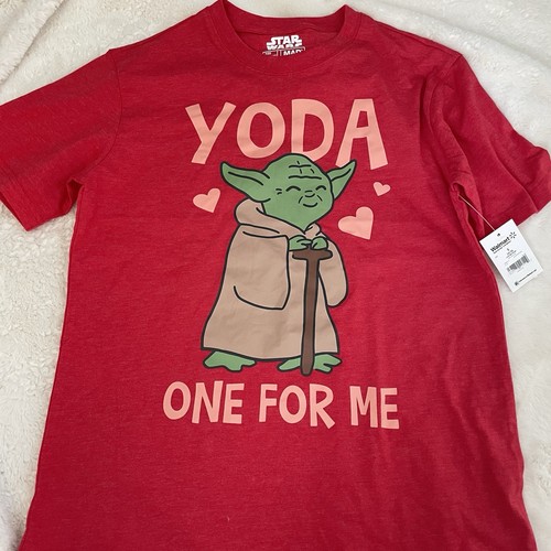 Męska koszulka graficzna walentynkowa Yoda Star Wars, czerwona, S, nowa z metką - Zdjęcie 1 z 5