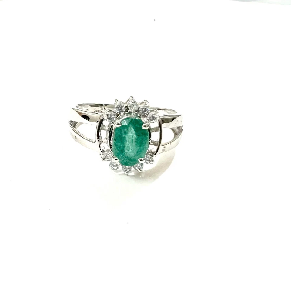 Anillo de plata esterlina esmeralda: joyería hecha a mano de piedras preciosas verdes, piedra de nacimiento de mayo Foto 3 de 4