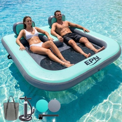 EPN Inflatable Floating Dock, 70.9'' x 70.9'' Heavy Duty Drop-Stitch Floating 