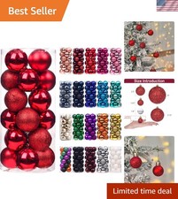 24PCS Shatterproof Red Christmas Ball Ornaments for Holiday Decor