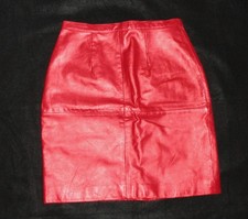Damen LEDER Rock 36 echt Lederrock kurz rot Leather Reißverschluss Gehschlitz 