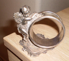 Antique  Victorian Silver plate Angel Napkin Ring  Cherub