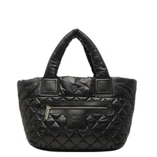 Chanel Coco Cocoon Matelasse Nylon Leather Handbag Women Black One Size