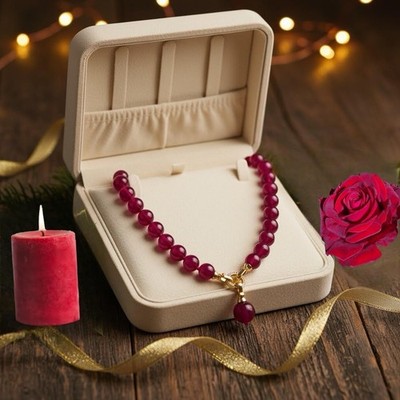 Crimson Red Jade Pendant Necklace   Elegant Natural Gemstone | Reverie Inspired
